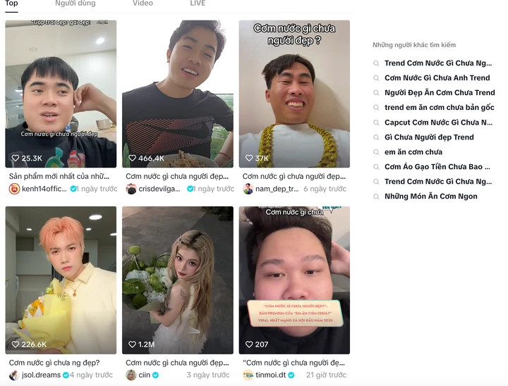Trend "Cơm nước gì chưa người đẹp" được rất nhiều người nổi tiếng lan truyền. (Ảnh chụp màn hình)