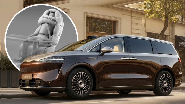 Túi khí dạng mũ bảo hiểm có thể xuất hiện trên Luxeed V9. (Ảnh: CarNewsChina)