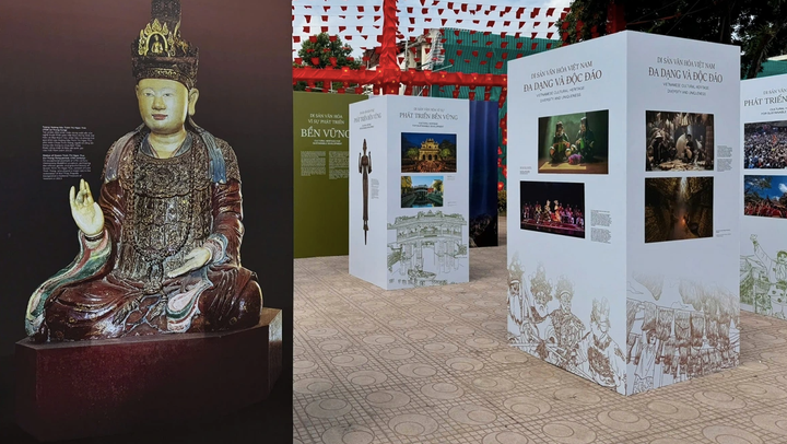 Trưng bày Di sản văn hoá Việt Nam - Sức sống từ truyền thống đến hiện đại kéo dài hết ngày 5/1/2026 tại Hoàng thành Thăng Long.