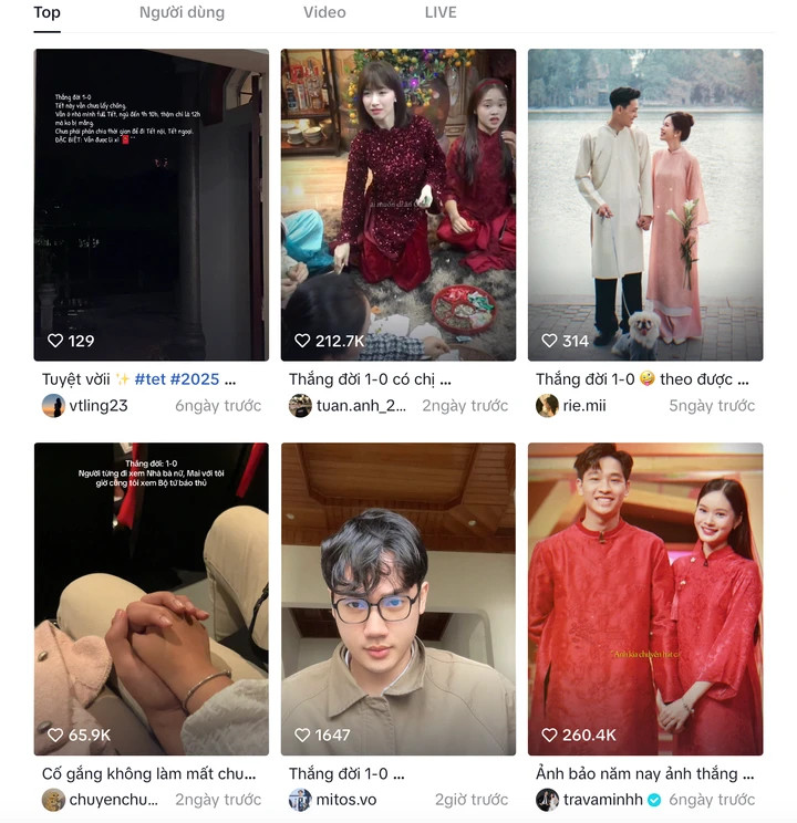 Dân mạng bắt trend "thắng đời" trên mạng xã hội TikTok. (Ảnh chụp màn hình)