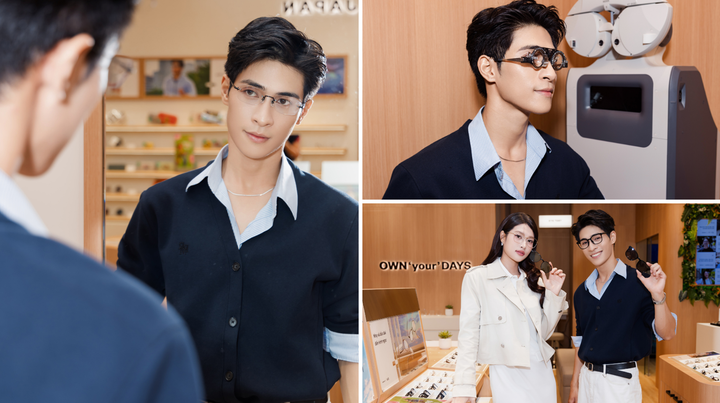 Diễn viên Trần Hiếu gây ấn tượng với phong thái lịch lãm khi lựa chọn kính và trải nghiệm dịch vụ đo mắt tại OWNDAYS.