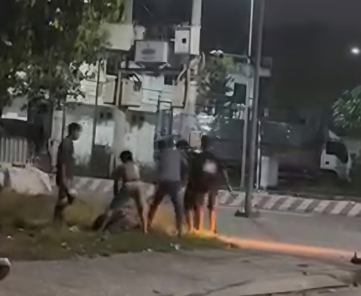 Hiện trường vụ đánh hội đồng nam thanh niên.