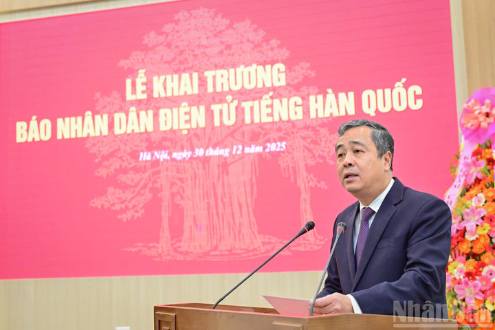 Ông Ngô Đông Hải, Ủy viên Trung ương Đảng, Phó Trưởng Ban Tuyên giáo và Dân vận Trung ương phát biểu tại sự kiện. (Ảnh: Bảo Long)