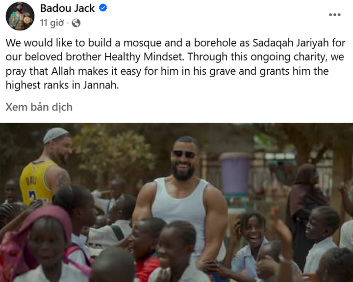 Badou Jack đăng tải bài viết chia buồn trước sự ra đi của Latif Ayodele.
