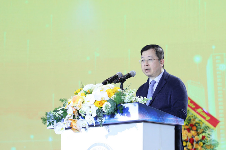 Ông Nguyễn Thanh Lâm - Tổng Giám đốc Đài Truyền hình Việt Nam - phát biểu tại Diễn đàn quốc gia phát triển doanh nghiệp công nghệ Việt Nam năm 2025.