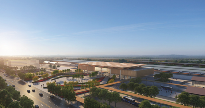 Phối cảnh ga Hải Dương Nam của tuyến đường sắt cao tốc Lào Cai - Hà Nội - Hải Phòng.