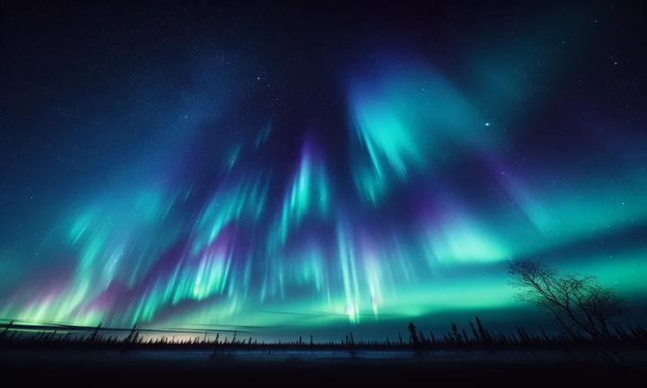 Một khoảnh khắc hiếm hoi cực quang vẽ nên những dải màu kỳ ảo trên bầu trời. (Nguồn: Harsh Agrawal)