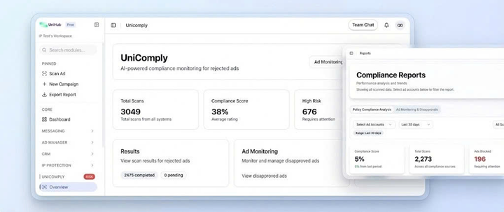 Nền tảng Unicomply của Unime hỗ trợ cảnh báo rủi ro cho các chiến dịch quảng cáo của khách hàng.