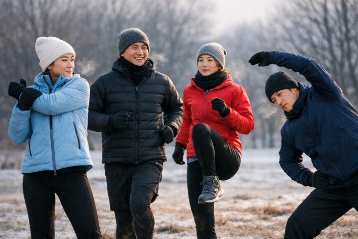 Bác sĩ khuyên không tập luyện quá sớm hoặc quá muộn khi trời lạnh.