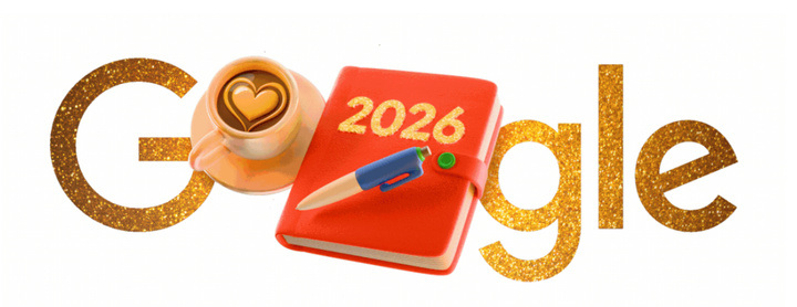 Google thay đổi Doodle khi thế giới bước sang năm mới 2026.