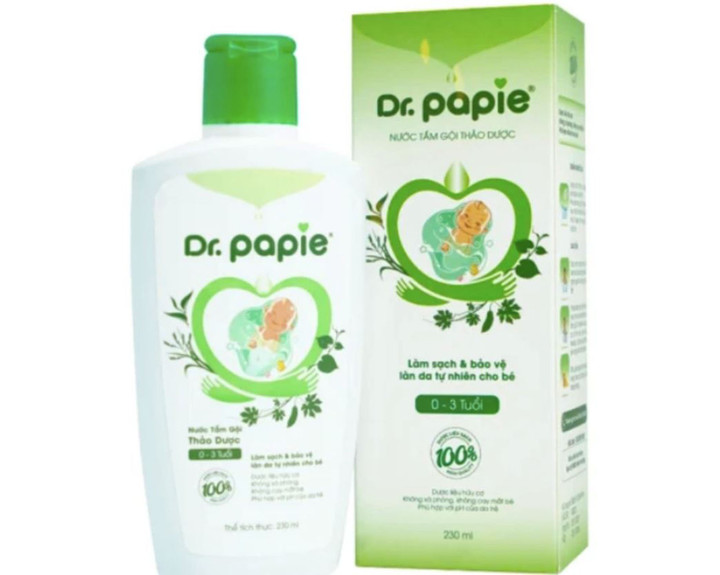 Nước tắm gội thảo dược DR. PAPIE - Hộp 1 lọ 230ml, lô 030425 bị thu hồi
