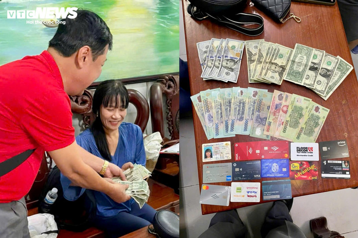 Đoàn tiếp viên tàu SE3 bàn giao tài sản do hành khách Lê Thị Kim Oanh để quên tại ga Sài Gòn sáng 2/1.