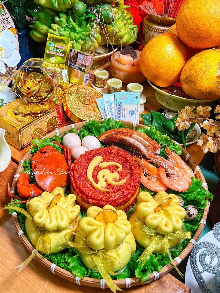 Gợi ý mâm cúng thần Tài, Thổ Địa đầy đủ. (Ảnh minh họa: Loan Trần)