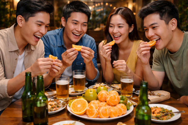 Nhiều người lựa chọn ăn cam quýt sau cuộc nhậu với hy vọng giải rượu.