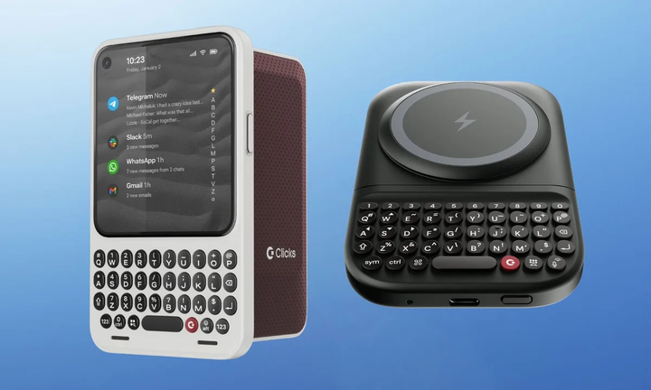 Trải nghiệm gõ phím vật lý với bàn phím QWERTY cho smartphone được giới thiệu tại CES 2026. (Nguồn: Clicks)