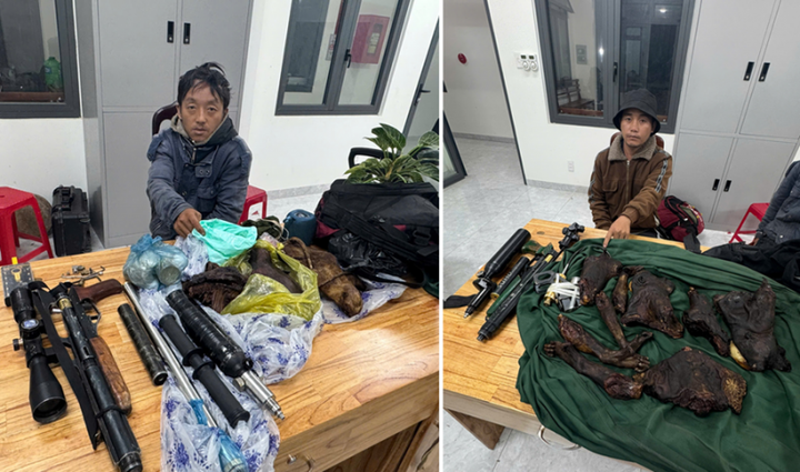 Ma Văn Phừ và Ma Văn Chín cùng tang vật liên quan.