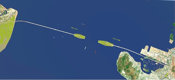 Mô hình cầu và hầm vượt biển nối Cần Giờ-Vũng Tàu (Nguồn: Sở Xây dựng)