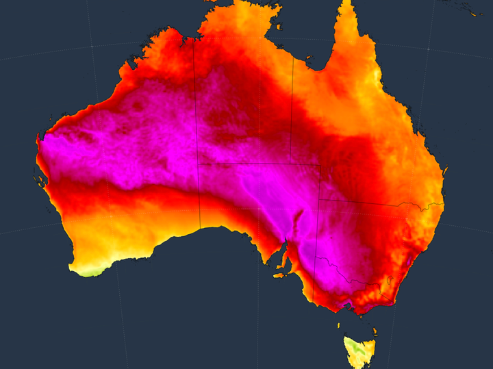 Dự báo nhiệt độ sẽ vượt quá 40°C trên một khu vực rộng lớn của Australia vào hôm 9/1.
