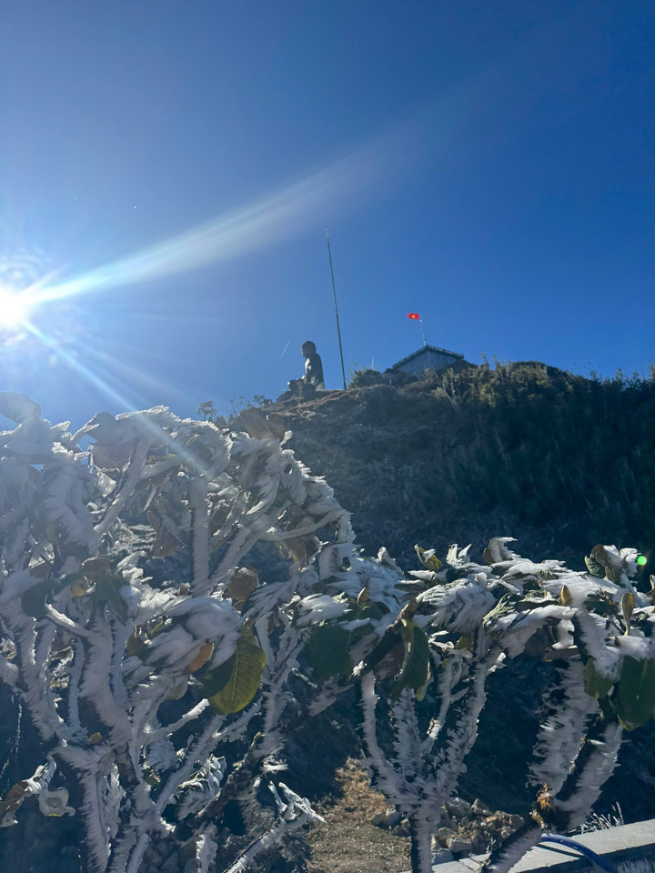 Sáng nay đỉnh Fansipan xuất hiện băng tuyết - 10