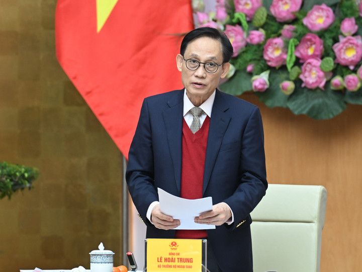 Bí thư Trung ương Đảng, Bộ trưởng Bộ Ngoại giao Lê Hoài Trung phát biểu tại Hội nghị - Ảnh: VGP/Nhật Bắc