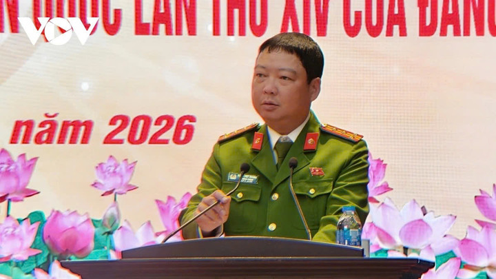 Đại tá Đặng Việt Quảng, Trưởng phòng Cảnh sát hình sự trình bày các phương án bảo vệ Đại hội Đảng XIV.