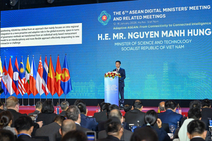Bộ trưởng Khoa học và Công nghệ Nguyễn Mạnh Hùng phát biểu khai mạc Hội nghị Bộ trưởng Số ASEAN lần thứ 6.