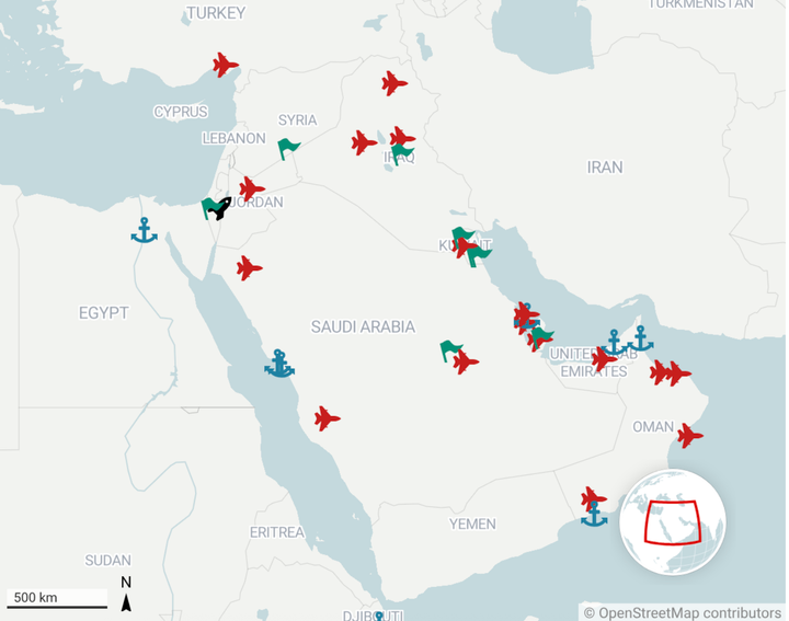 Các căn cứ quân sự của Mỹ ở Trung Đông.