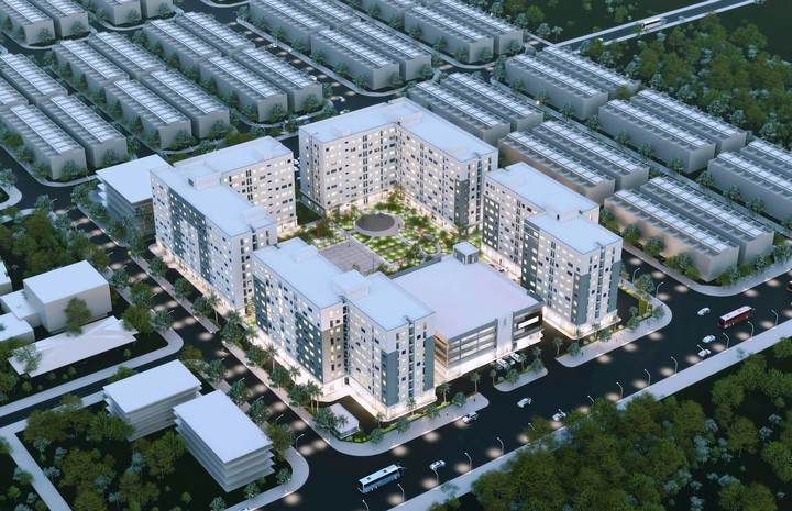 Theo quy hoạch, dự án gồm 4 khối nhà (A1, A2, B1, B2) cao 9 tầng, cung cấp khoảng 700 căn hộ.