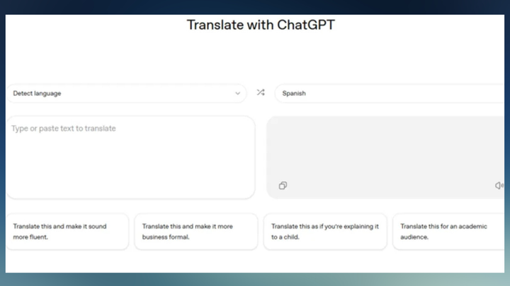 Tính năng dịch thuật của ChatGPT hiện đã có trang web riêng tại chatgpt.com/translate. (Ảnh: Cnet)