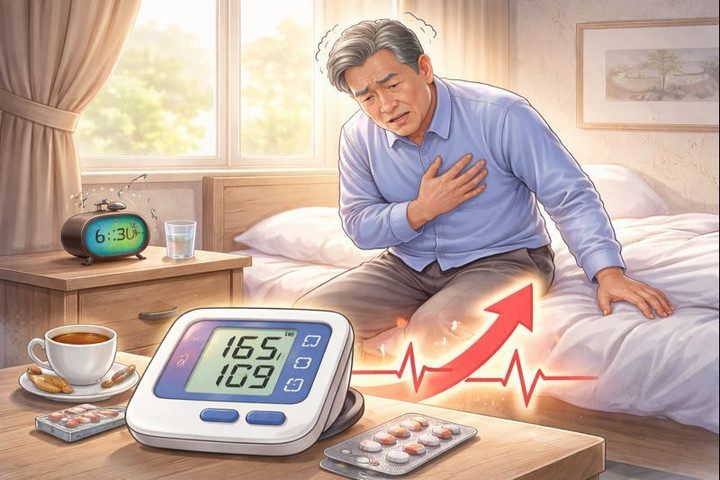 Nếu huyết áp tăng vọt vào buổi sáng, có thể do 2 sai lầm nhiều người mắc phải.