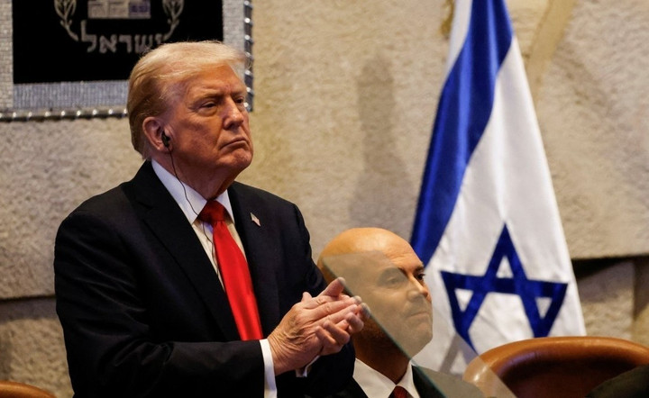 Tổng thống Trump khi có mặt tại Quốc hội Israel. (Ảnh: Reuters)