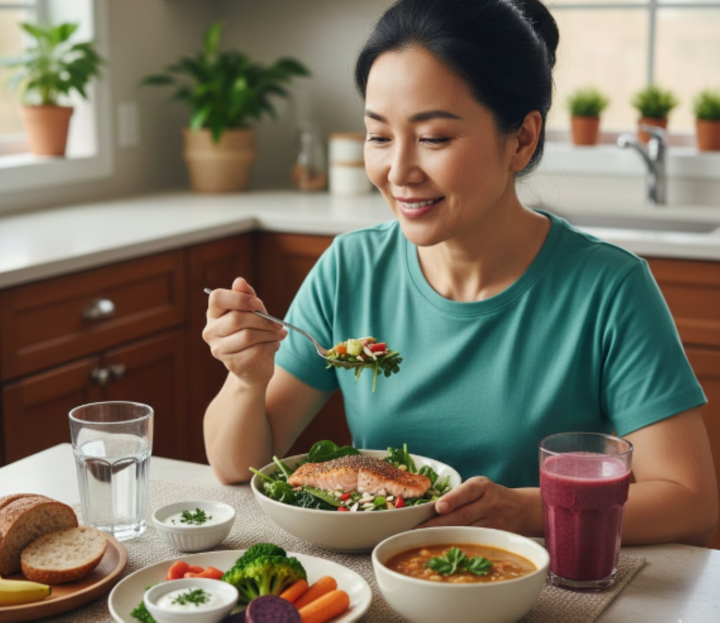 Bước sang tuổi 50, phụ nữ bước vào giai đoạn nhiều thay đổi về nội tiết, trao đổi chất (Ảnh: AI)