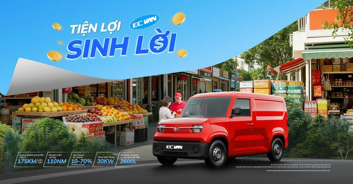 Xe tải điện VinFast, EC Van, được nhà sản xuất công bố ở mức 285 triệu đồng (kèm pin).