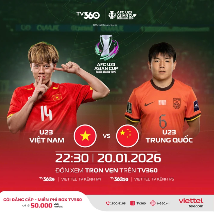 U23 Việt Nam đấu với U23 Trung Quốc ở bán kết U23 châu Á 2026.