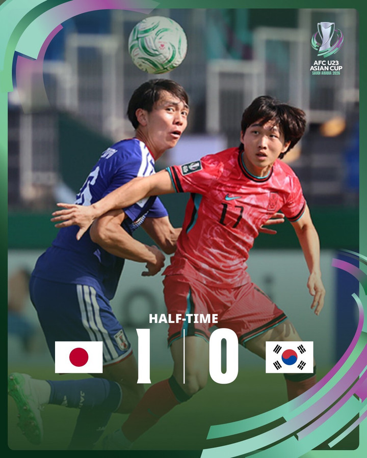U23 Nhật Bản dẫn 1-0 sau hiệp đầu tiên.