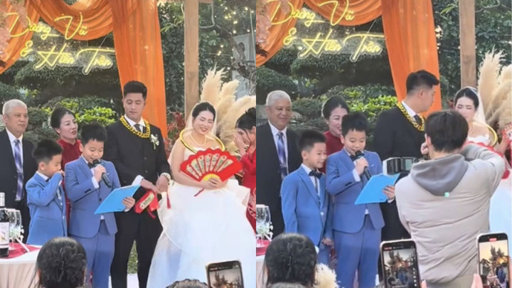 Hai MC nhí phát biểu cực chững chạc, duyên dáng và đầy hài hước. (Ảnh chụp màn hình)