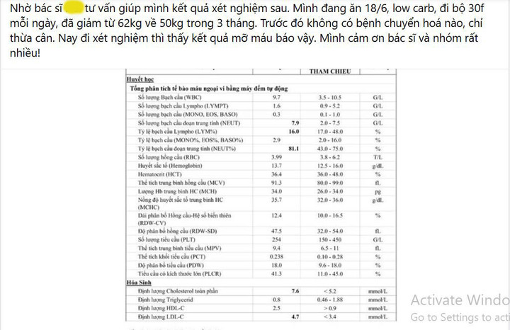Thực hiện low carb nhưng lại bị rối loạn chuyển hóa (Ảnh chụp màn hình)