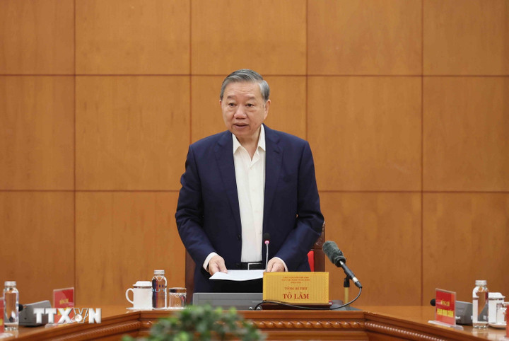 Tổng Bí thư Tô Lâm, Trưởng Tiểu ban Nhân sự Đại hội XIV của Đảng phát biểu tại Phiên họp lần thứ tư.