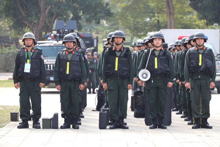 Bộ Tư lệnh Cảnh sát cơ động tổ chức lực lượng, phân công nhiệm vụ tại từng vị trí, mục tiêu, địa bàn, tuyến đường. (Ảnh: Bộ Công an)
