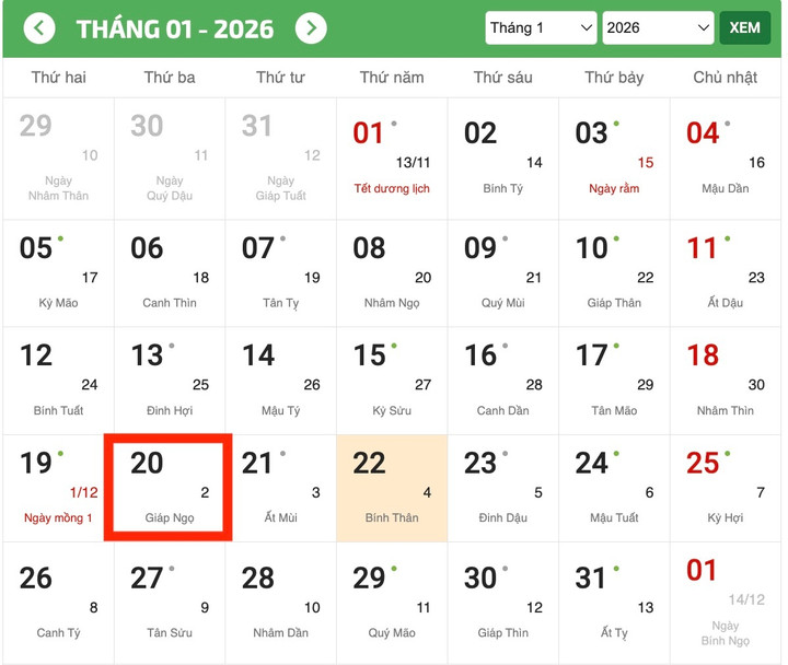 Tiết Đại Hàn sẽ bắt đầu từ thứ Ba, ngày 20/1/2026 dương lịch. (Ảnh: Chụp màn hình)