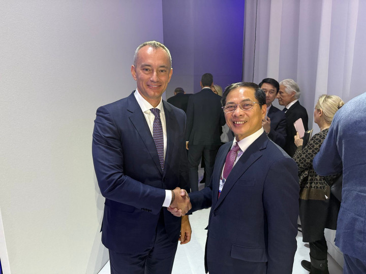 Phó Thủ tướng Bùi Thanh Sơn gặp Đại diện cấp cao của Hội đồng Hoà bình, cựu đặc phái viên Liên hợp quốc về Trung Đông Nickolay Mladenov. (Ảnh: Bộ Ngoại giao Việt Nam)