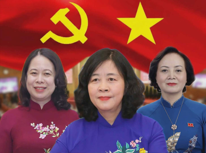 Từ trái qua phải: Phó Chủ tịch nước Võ Thị Ánh Xuân, Chủ tịch Ủy ban Trung ương MTTQ Việt Nam Bùi Thị Minh Hoài, Phó Thủ tướng Phạm Thị Thanh Trà.