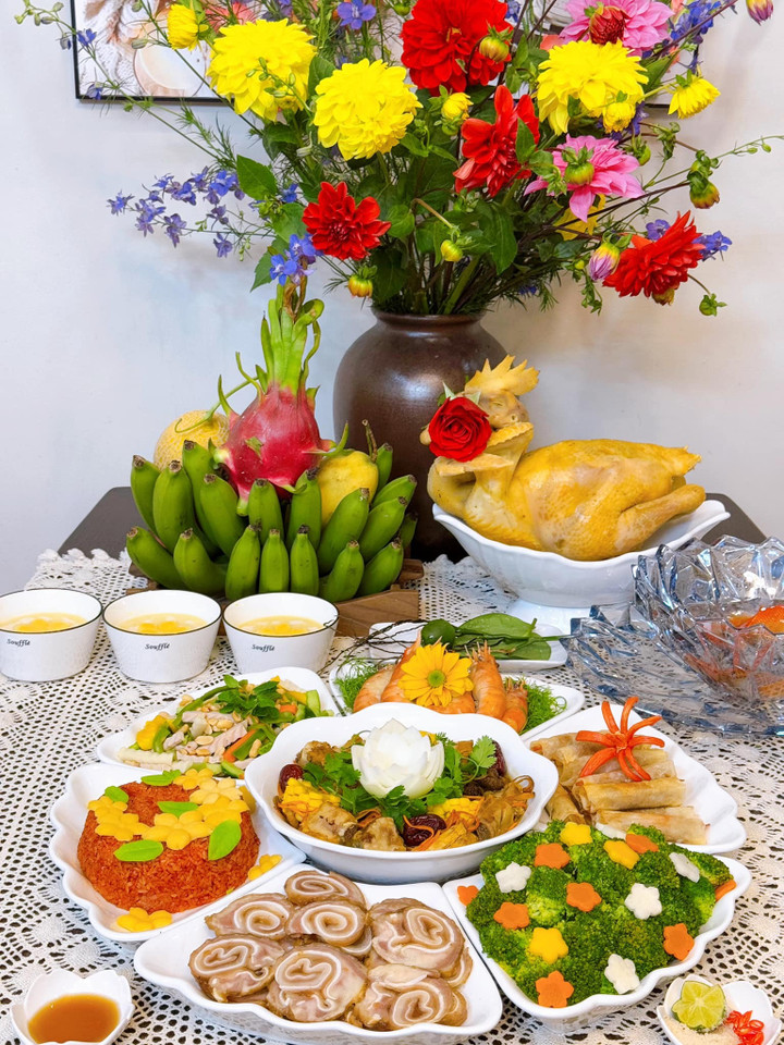 Gợi ý mâm cỗ mặn cúng rằm tháng Chạp. (Ảnh: Kim Anh)