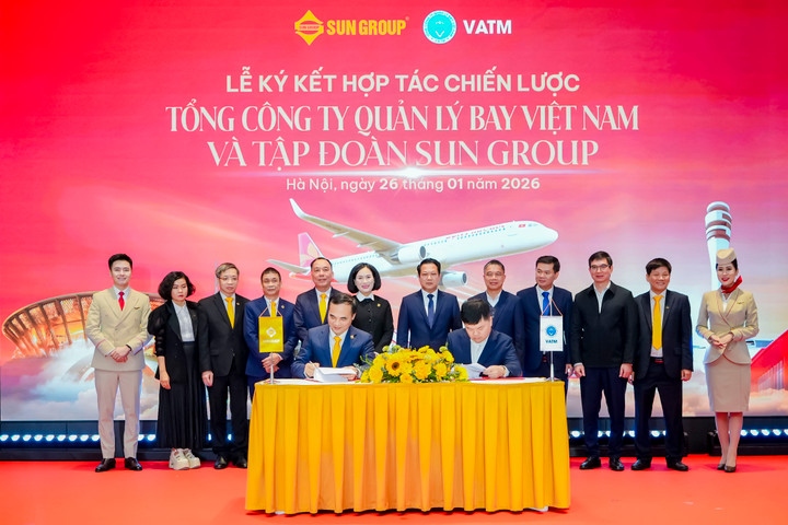 Lễ ký kết hợp tác chiến lược giữa Sun Group và VATM.