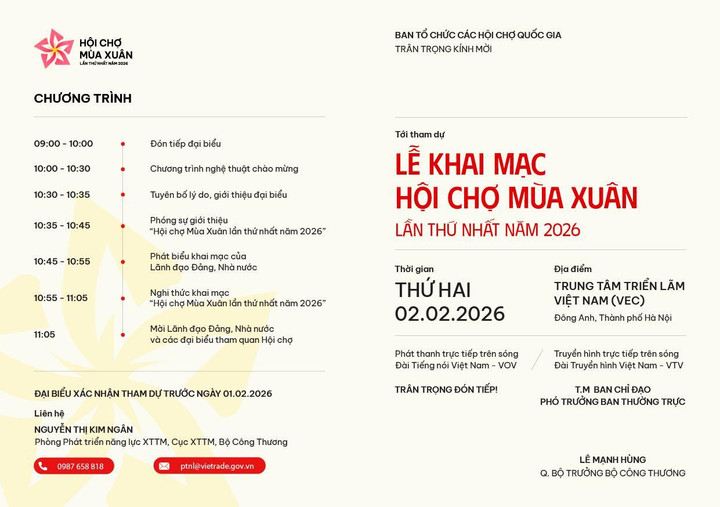 Bộ Công Thương công bố chính thức về Hội chợ Mùa xuân lần thứ nhất năm 2026.