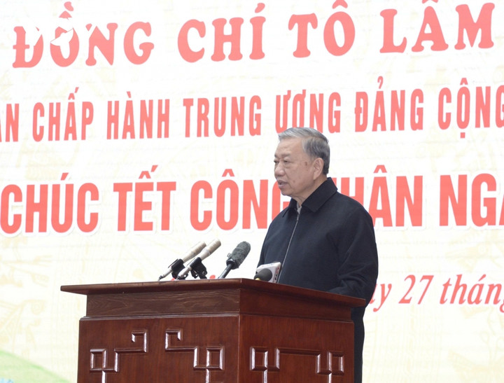 Tổng Bí thư Tô Lâm phát biểu tại buổi gặp mặt.