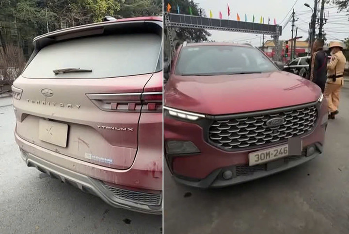 Biển số xe ô tô bị bùn đất che lấp.