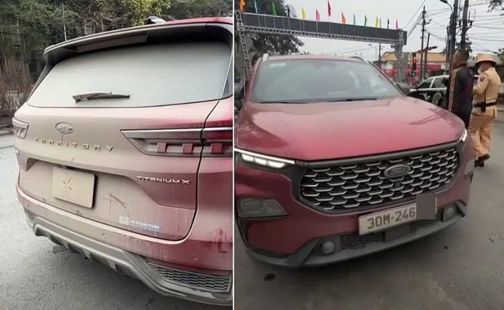 Xe ô tô bị bùn đất che lấp biển số bị xử phạt 23 triệu đồng.