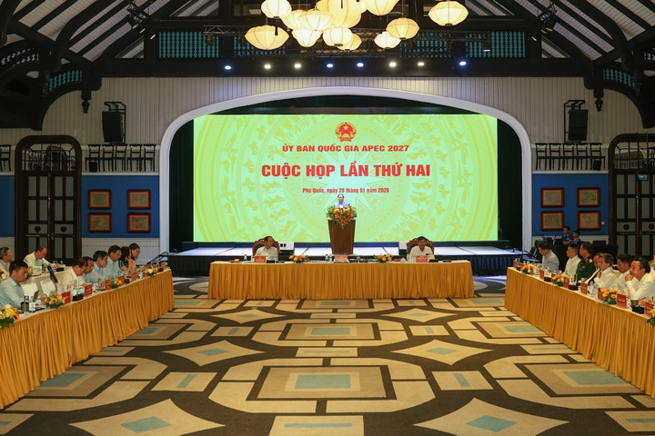 Thủ tướng Phạm Minh Chính chủ trì cuộc họp lần thứ hai của Uỷ ban Quốc gia APEC 2027 (Ảnh: VGP/Nhật Bắc)
