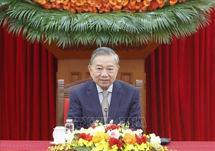 Tổng Bí thư Tô Lâm điện đàm với Tổng thống Hàn Quốc Lee Jae-myung. (Ảnh: TTXVN)